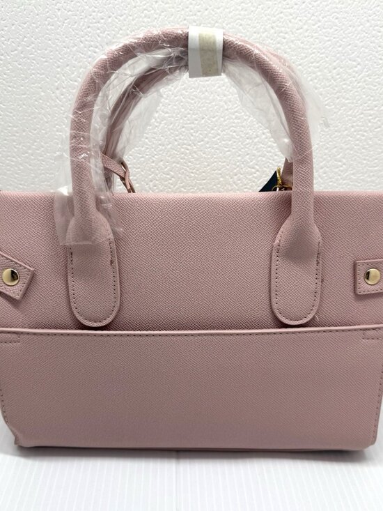 Bebe Pink Satchel Handbag Gold Hardware Structured Handle Purse NWT Work Luxury - Picture 6 of 10
